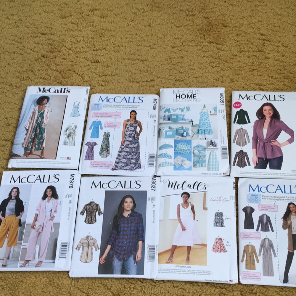 Set of 8 brand new uncut McCall’s sewing patterns